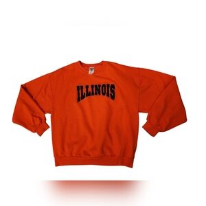 Vintage Illinois Fighting Illini Sweatshirt Jerzees Large Orange Crew Neck